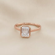 Max Emerald Cut Bezel Set Lab Grown Diamond Engagement Ring