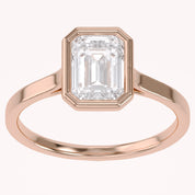 Max Emerald Cut Bezel Set Lab Grown Diamond Engagement Ring