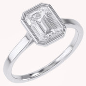 Max Emerald Cut Bezel Set Lab Grown Diamond Engagement Ring