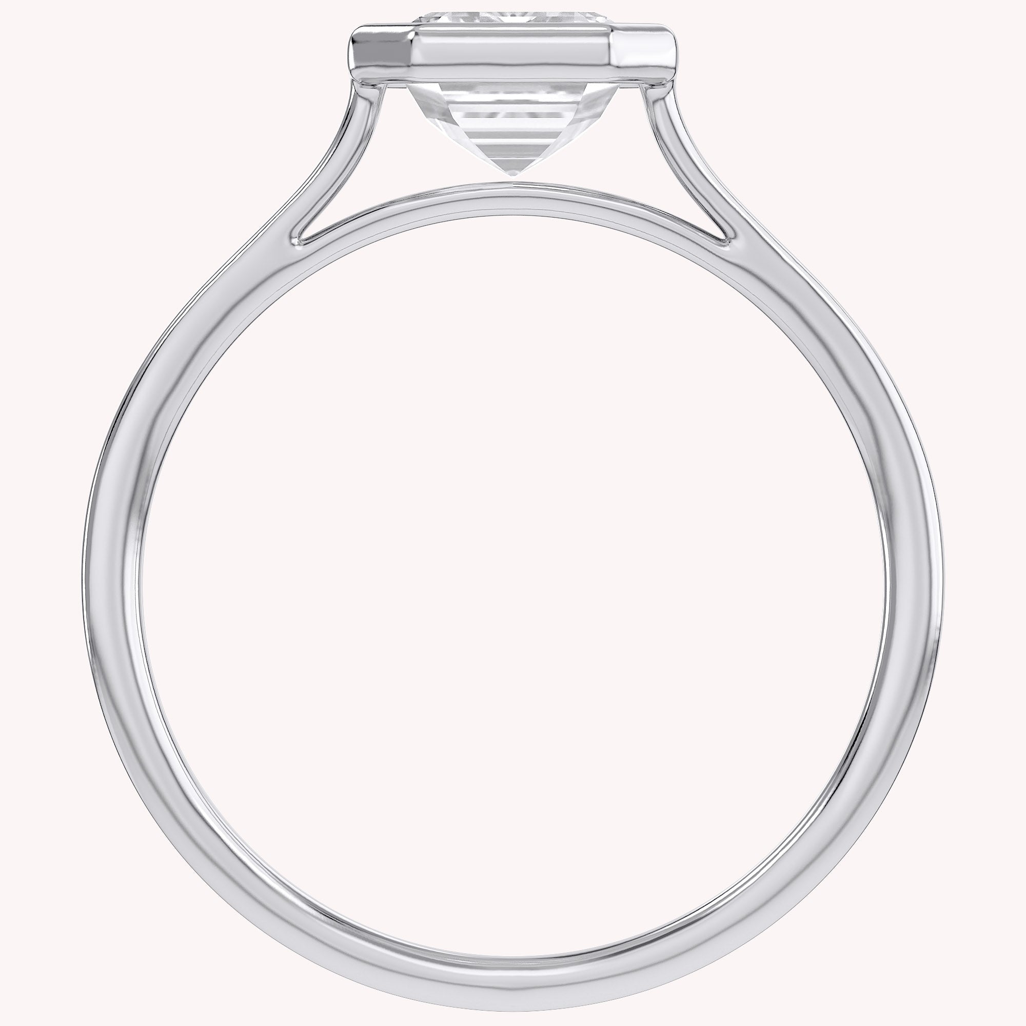 Max Emerald Cut Bezel Set Lab Grown Diamond Engagement Ring