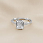 Max Emerald Cut Bezel Set Lab Grown Diamond Engagement Ring