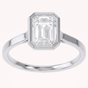 Max Emerald Cut Bezel Set Lab Grown Diamond Engagement Ring