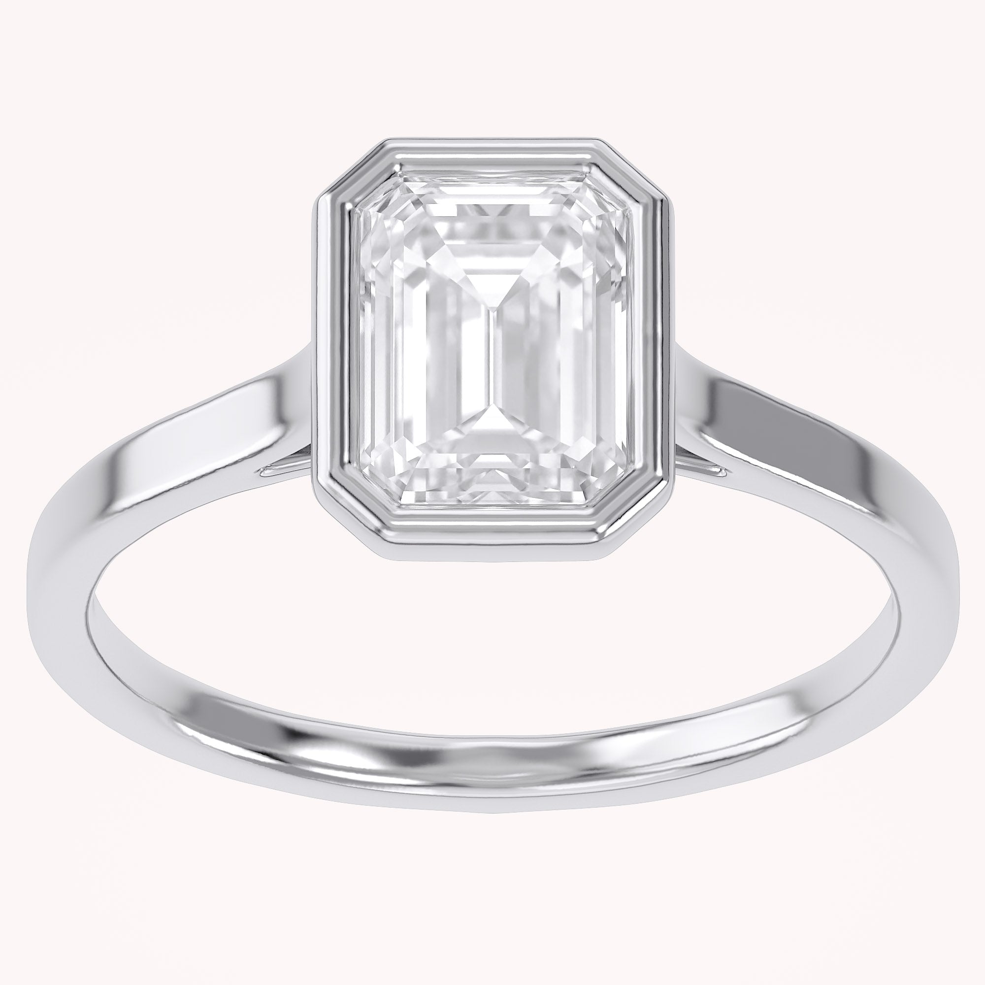 Max Emerald Cut Bezel Set Lab Grown Diamond Engagement Ring