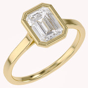 Max Emerald Cut Bezel Set Lab Grown Diamond Engagement Ring