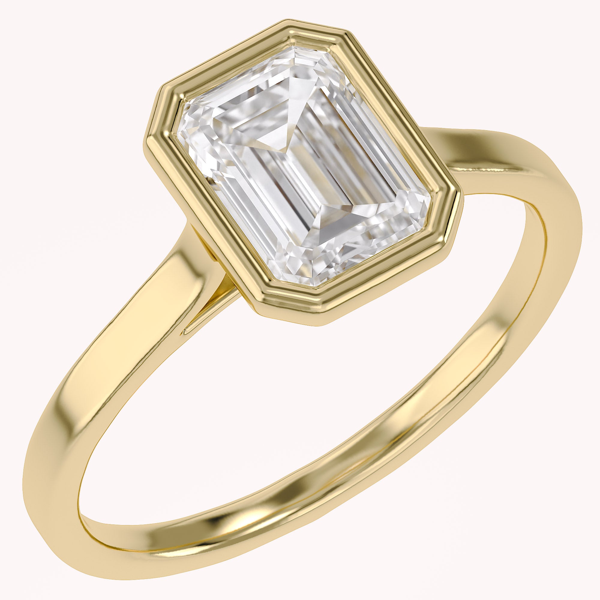 Max Emerald Cut Bezel Set Lab Grown Diamond Engagement Ring