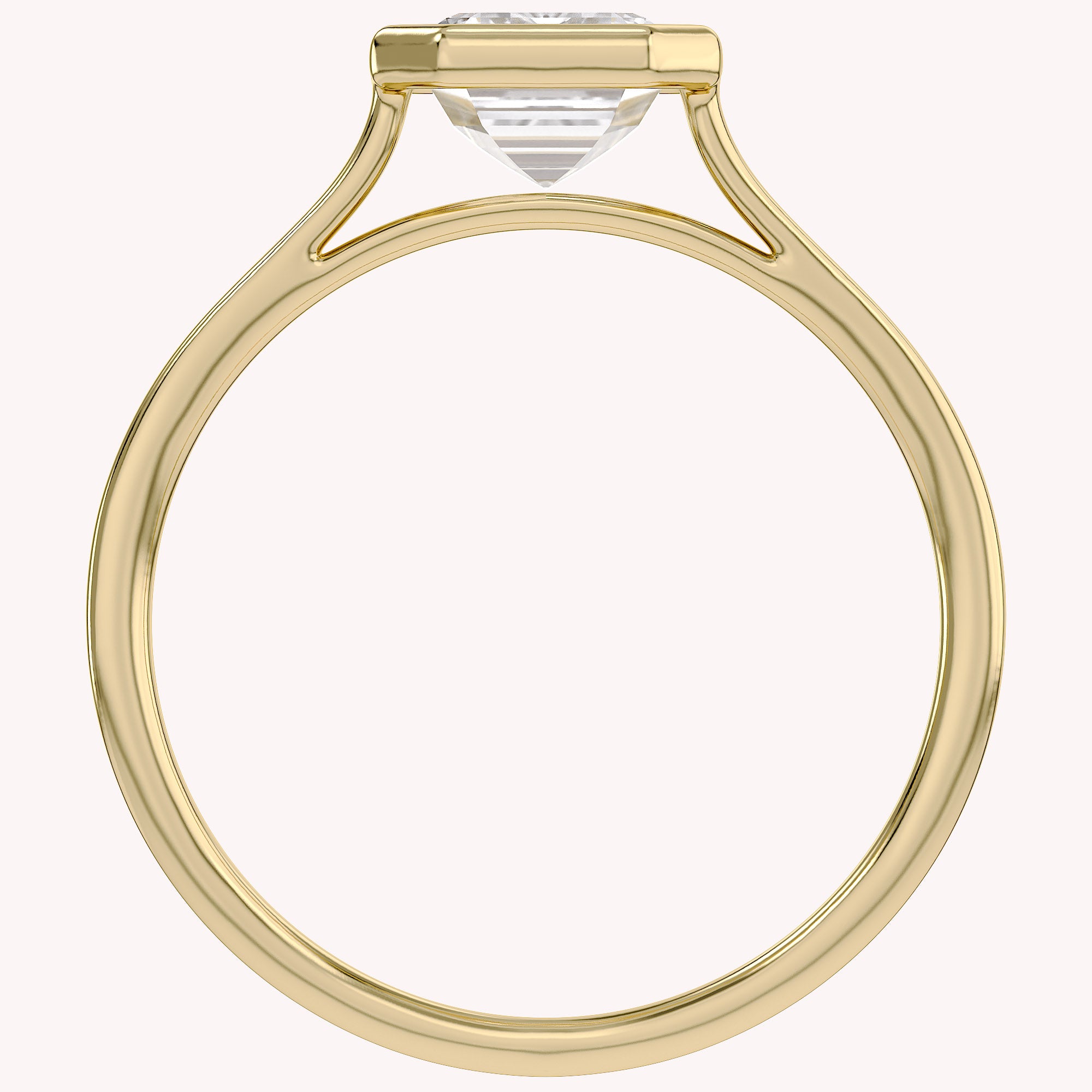 Max Emerald Cut Bezel Set Lab Grown Diamond Engagement Ring