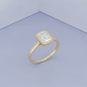 Max Emerald Cut Bezel Set Lab Grown Diamond Engagement Ring