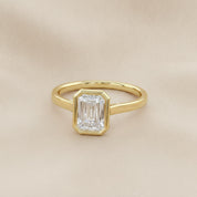 Max Emerald Cut Bezel Set Lab Grown Diamond Engagement Ring