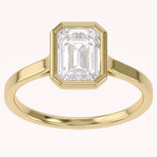 Max Emerald Cut Bezel Set Lab Grown Diamond Engagement Ring