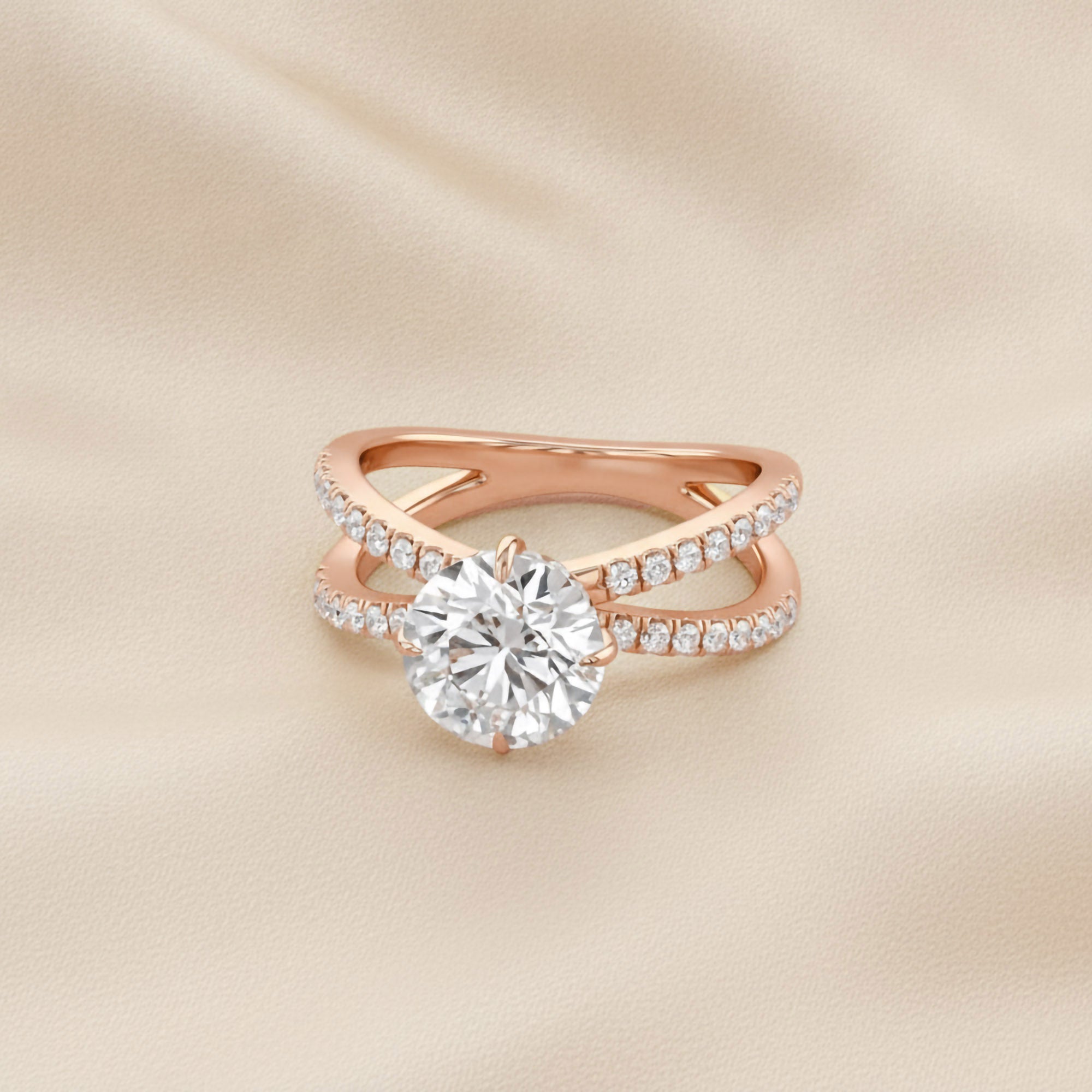 Rudy Round Cut Criss Cross Lab Grown Diamond Engagement Ring
