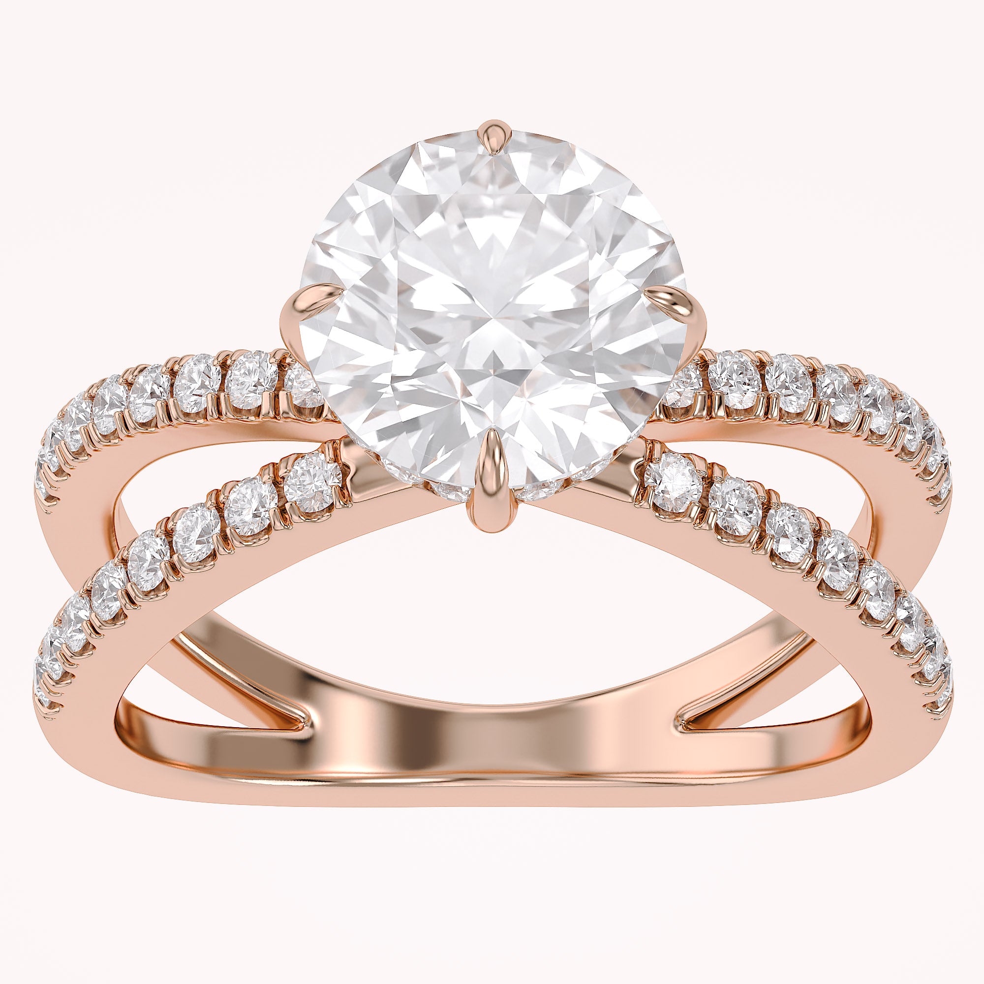 Rudy Round Cut Criss Cross Lab Grown Diamond Engagement Ring