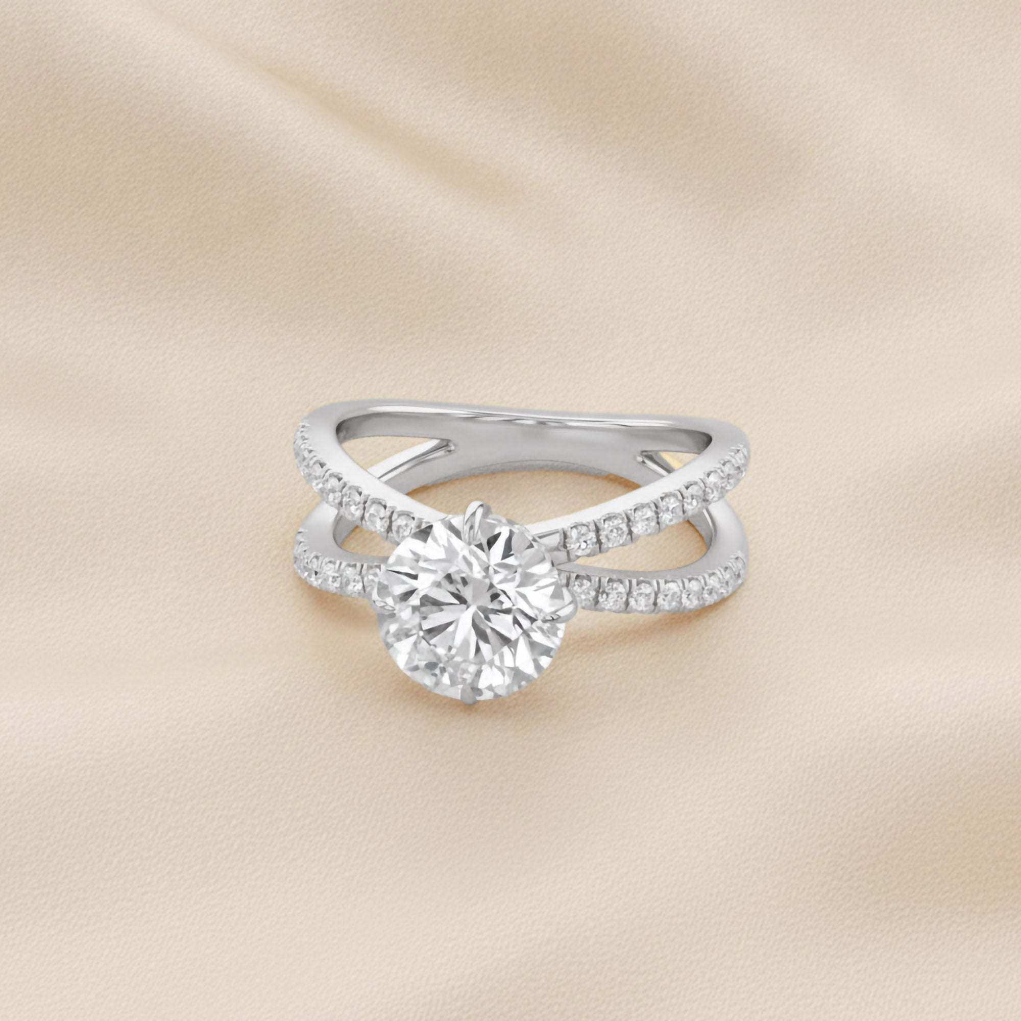 Rudy Round Cut Criss Cross Lab Grown Diamond Engagement Ring