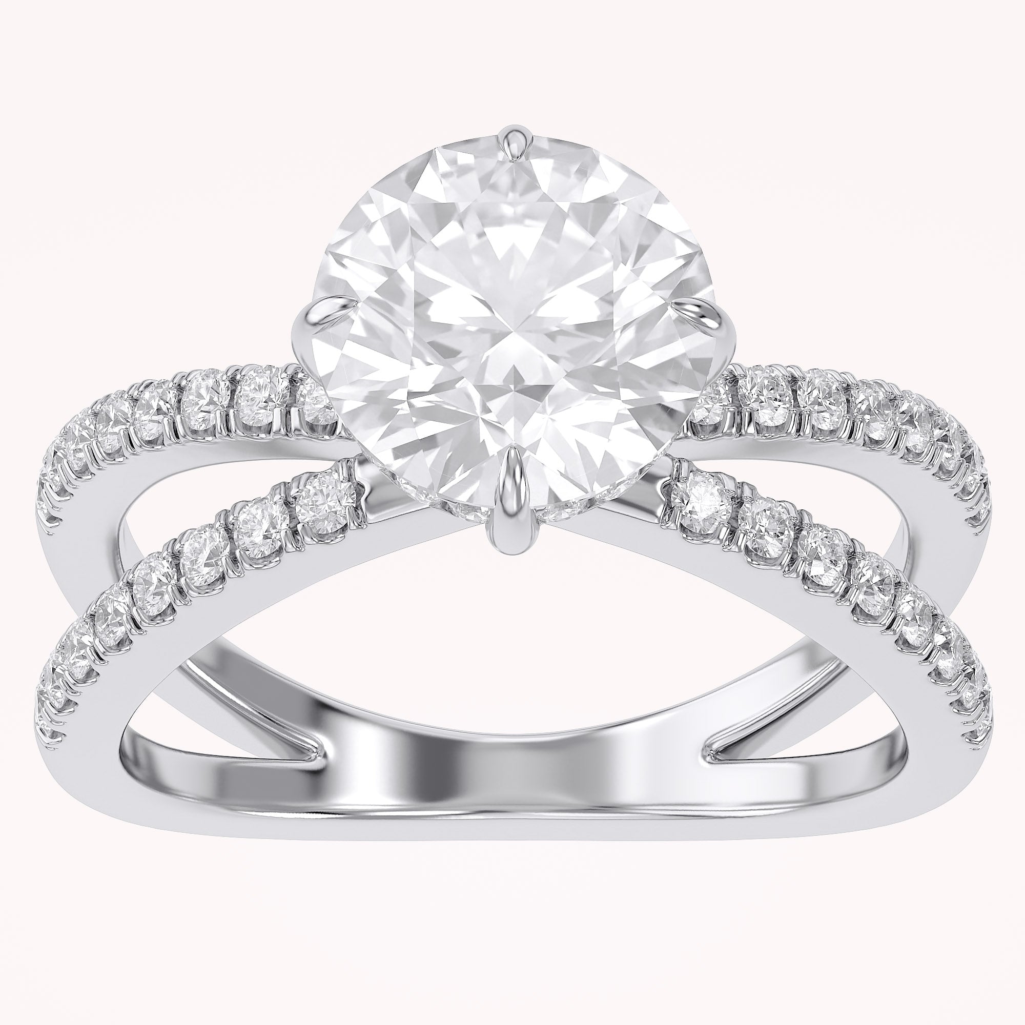 Rudy Round Cut Criss Cross Lab Grown Diamond Engagement Ring