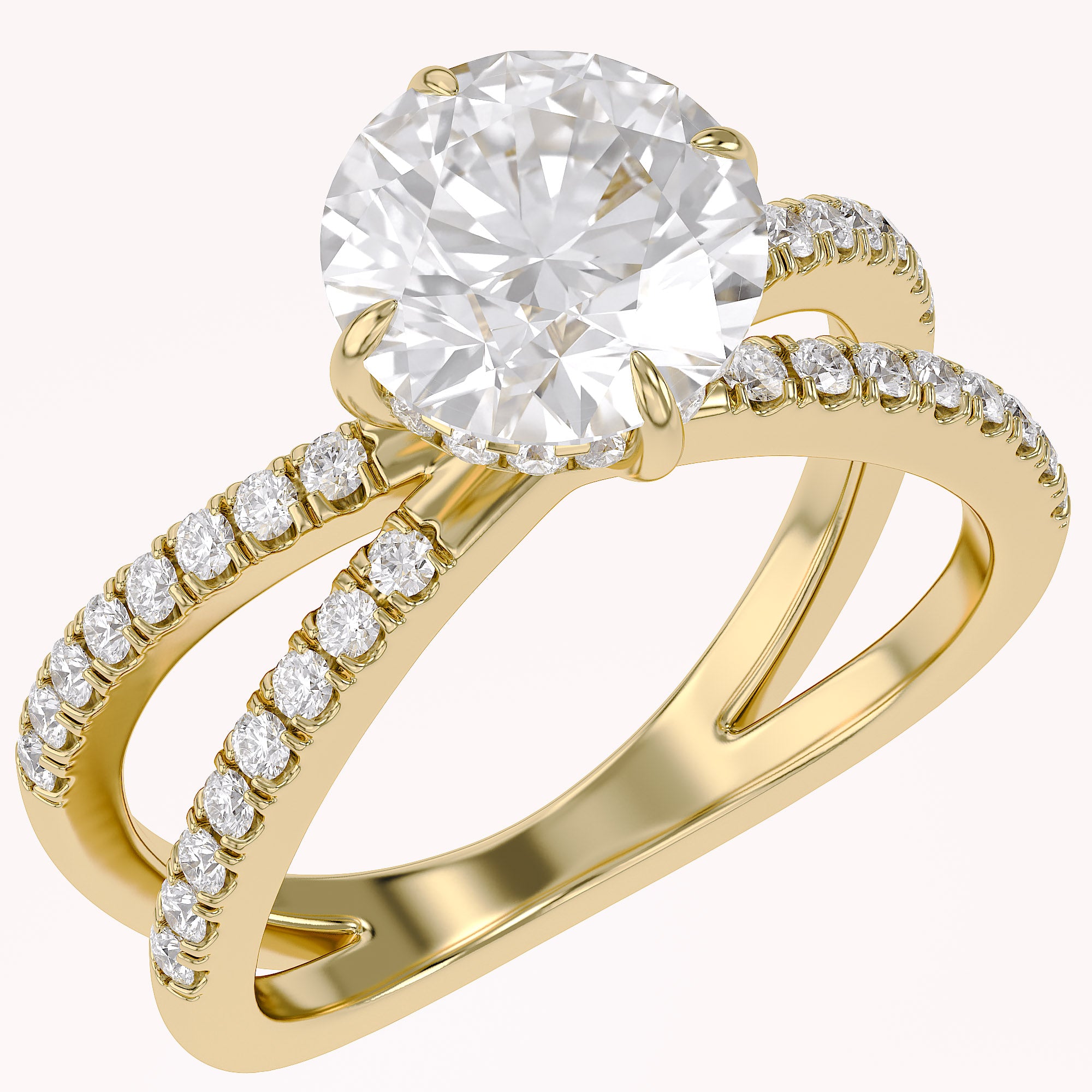 Rudy Round Cut Criss Cross Lab Grown Diamond Engagement Ring