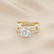 Rudy Round Cut Criss Cross Lab Grown Diamond Engagement Ring