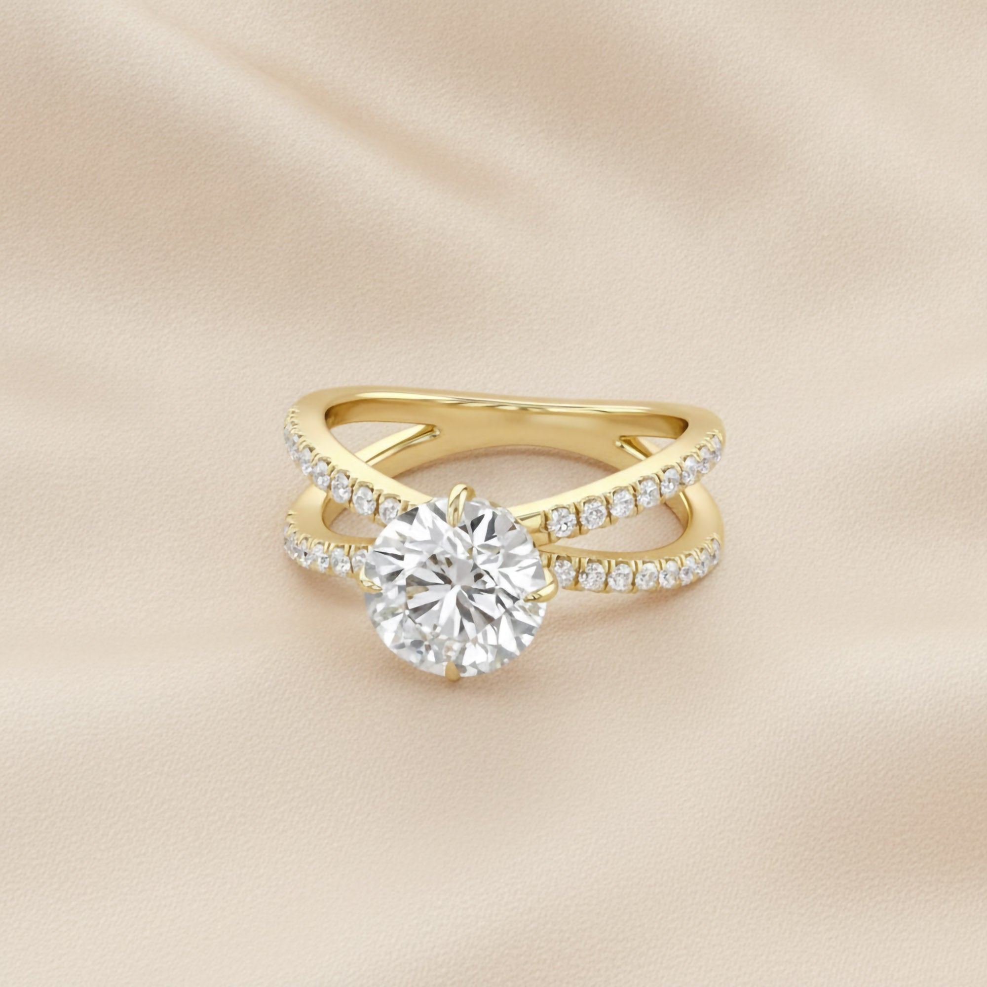 Rudy Round Cut Criss Cross Lab Grown Diamond Engagement Ring