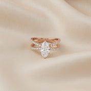 Marquise Cut Criss Cross Lab Grown Diamond Engagement Ring