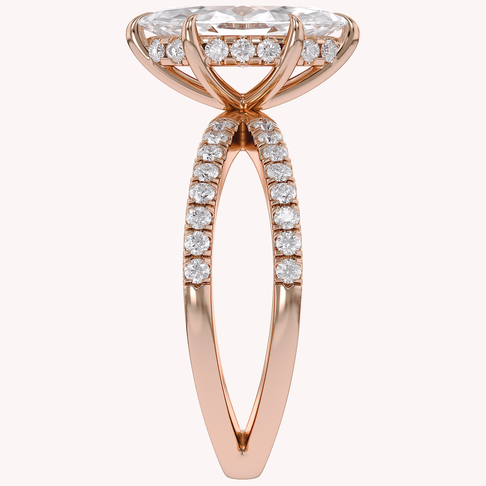 Marquise Cut Criss Cross Lab Grown Diamond Engagement Ring