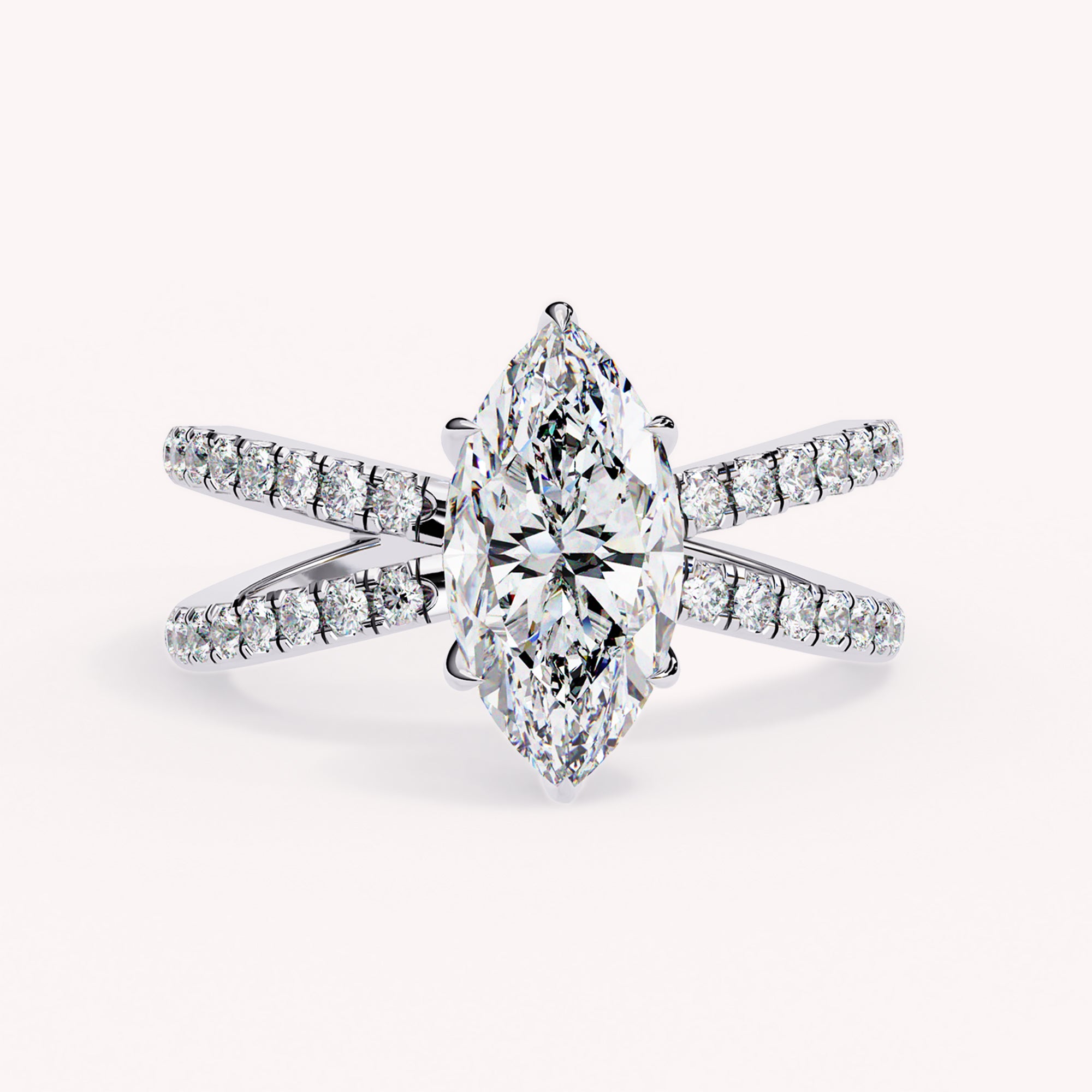 Amethyst Marquise Cut Criss Cross Lab Grown Diamond Engagement Ring