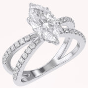 Marquise Cut Criss Cross Lab Grown Diamond Engagement Ring