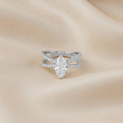 Marquise Cut Criss Cross Lab Grown Diamond Engagement Ring