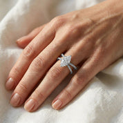Marquise Cut Criss Cross Lab Grown Diamond Engagement Ring