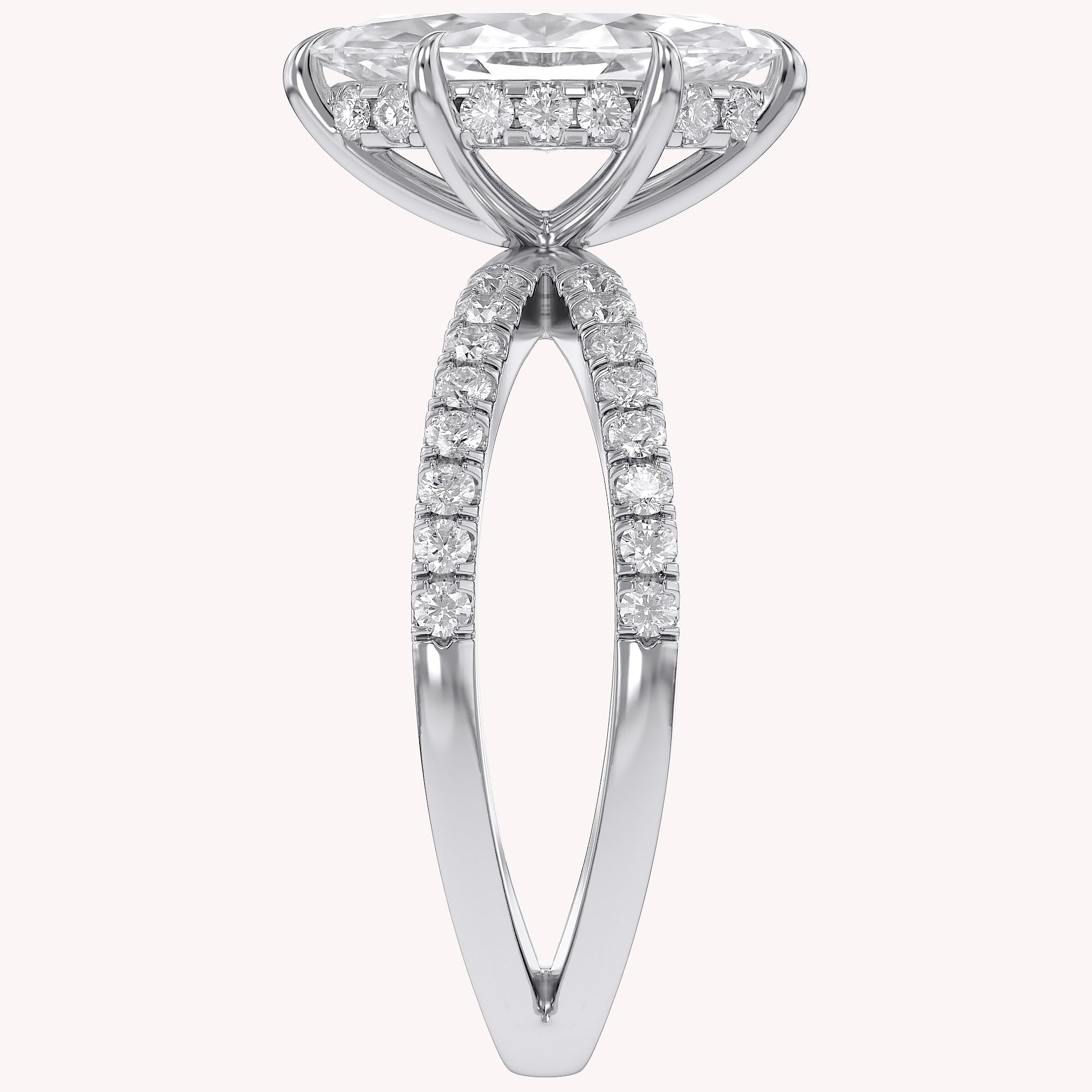 Marquise Cut Criss Cross Lab Grown Diamond Engagement Ring