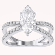 Marquise Cut Criss Cross Lab Grown Diamond Engagement Ring