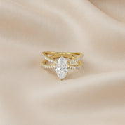 Marquise Cut Criss Cross Lab Grown Diamond Engagement Ring