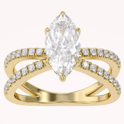 Marquise Cut Criss Cross Lab Grown Diamond Engagement Ring