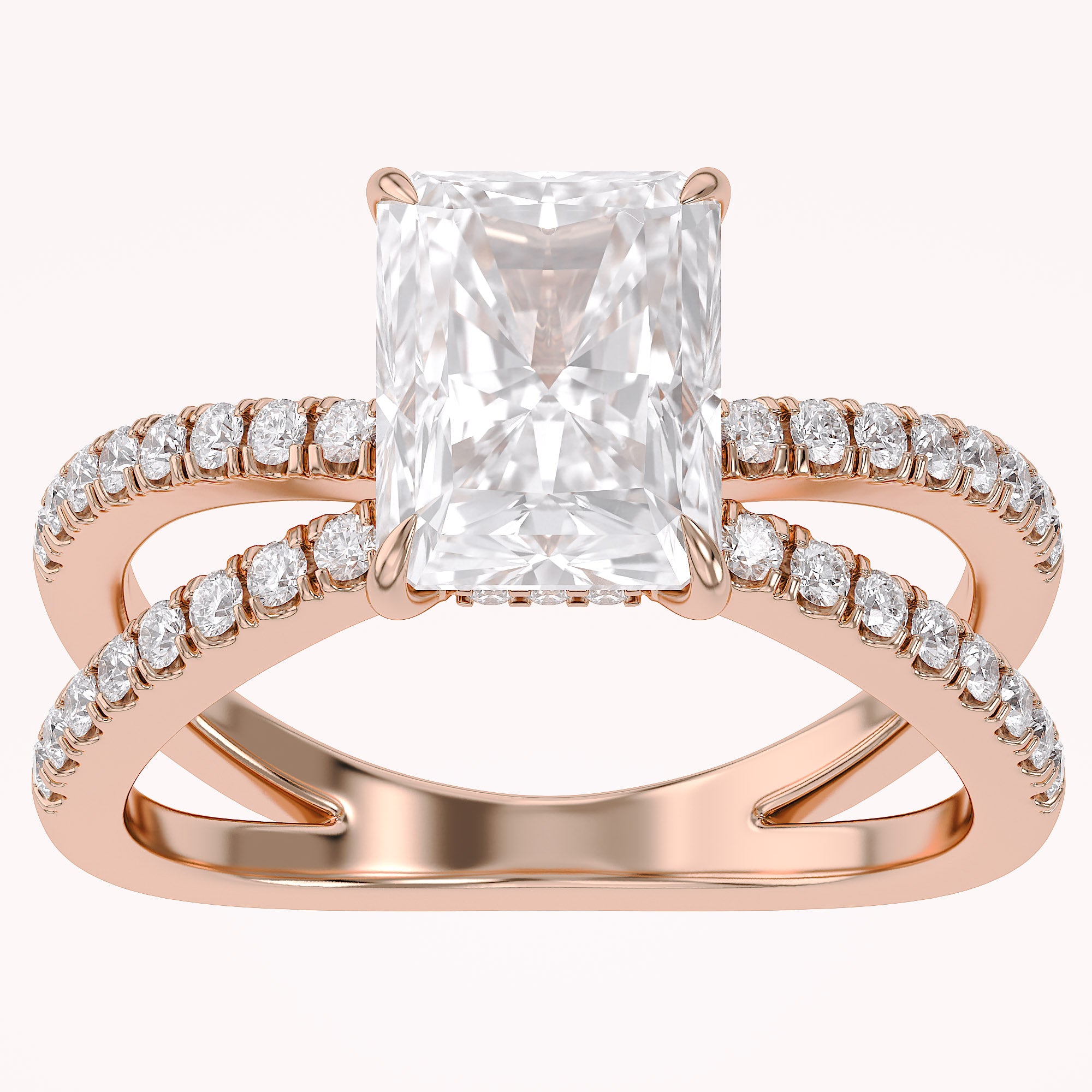 Lyric Radiant Cut Criss Cross Lab Grown Diamond Engagement Ring