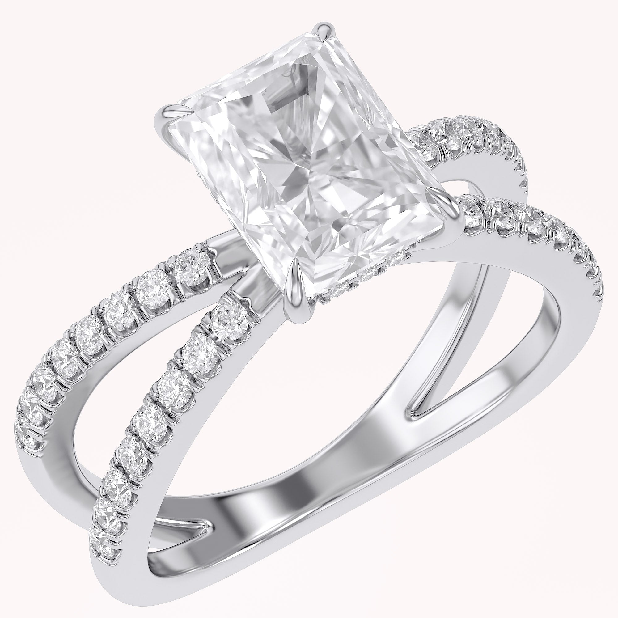 Lyric Radiant Cut Criss Cross Lab Grown Diamond Engagement Ring