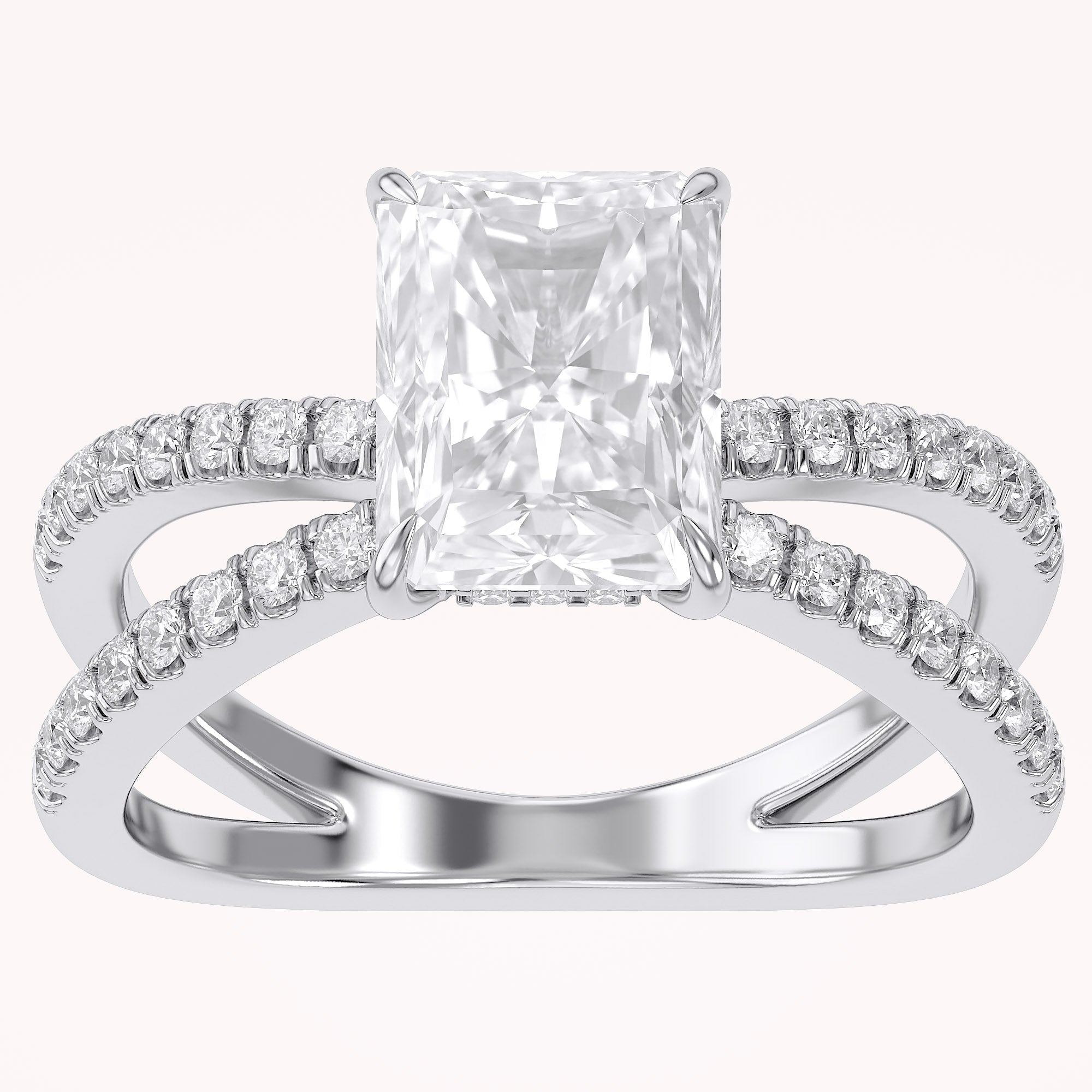 Lyric Radiant Cut Criss Cross Lab Grown Diamond Engagement Ring