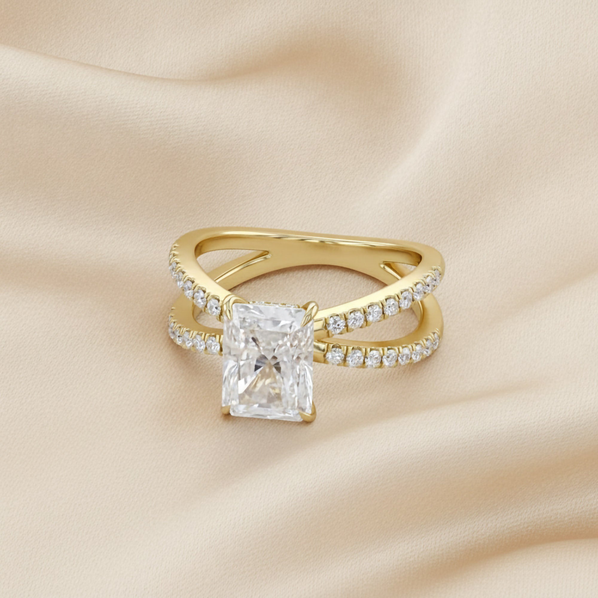 Lyric Radiant Cut Criss Cross Lab Grown Diamond Engagement Ring