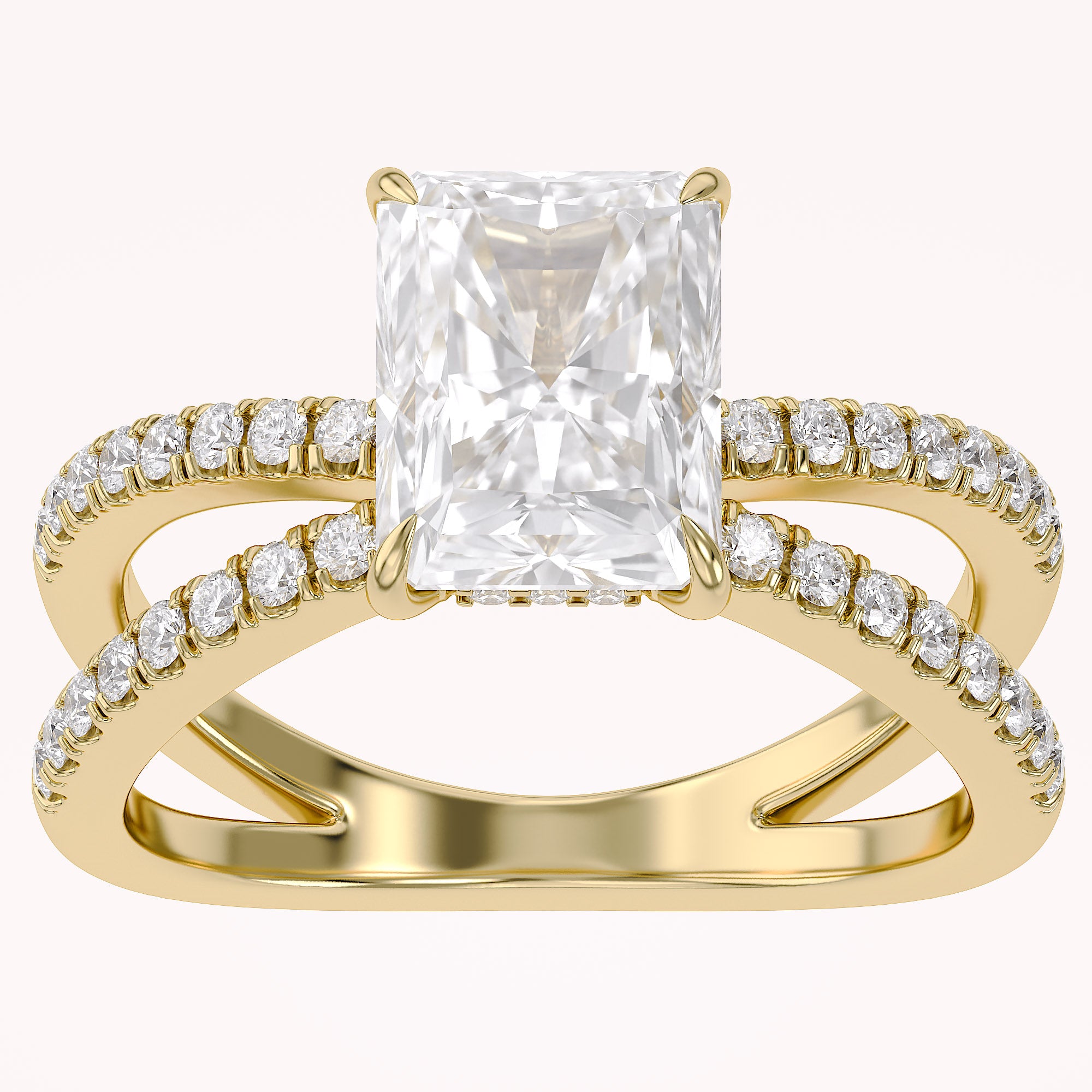 Lyric Radiant Cut Criss Cross Lab Grown Diamond Engagement Ring