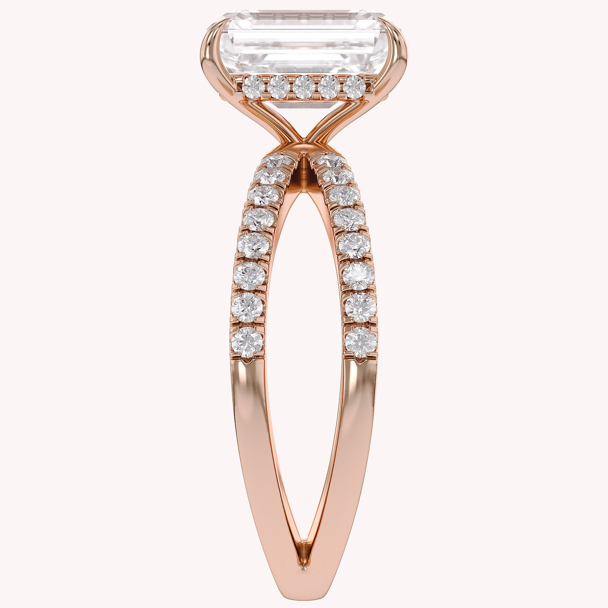 Vivien Emerald Cut Criss Cross Lab Grown Diamond Engagement Ring