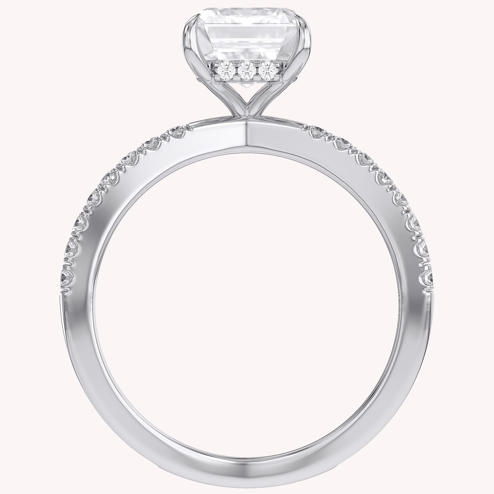 Vivien Emerald Cut Criss Cross Lab Grown Diamond Engagement Ring