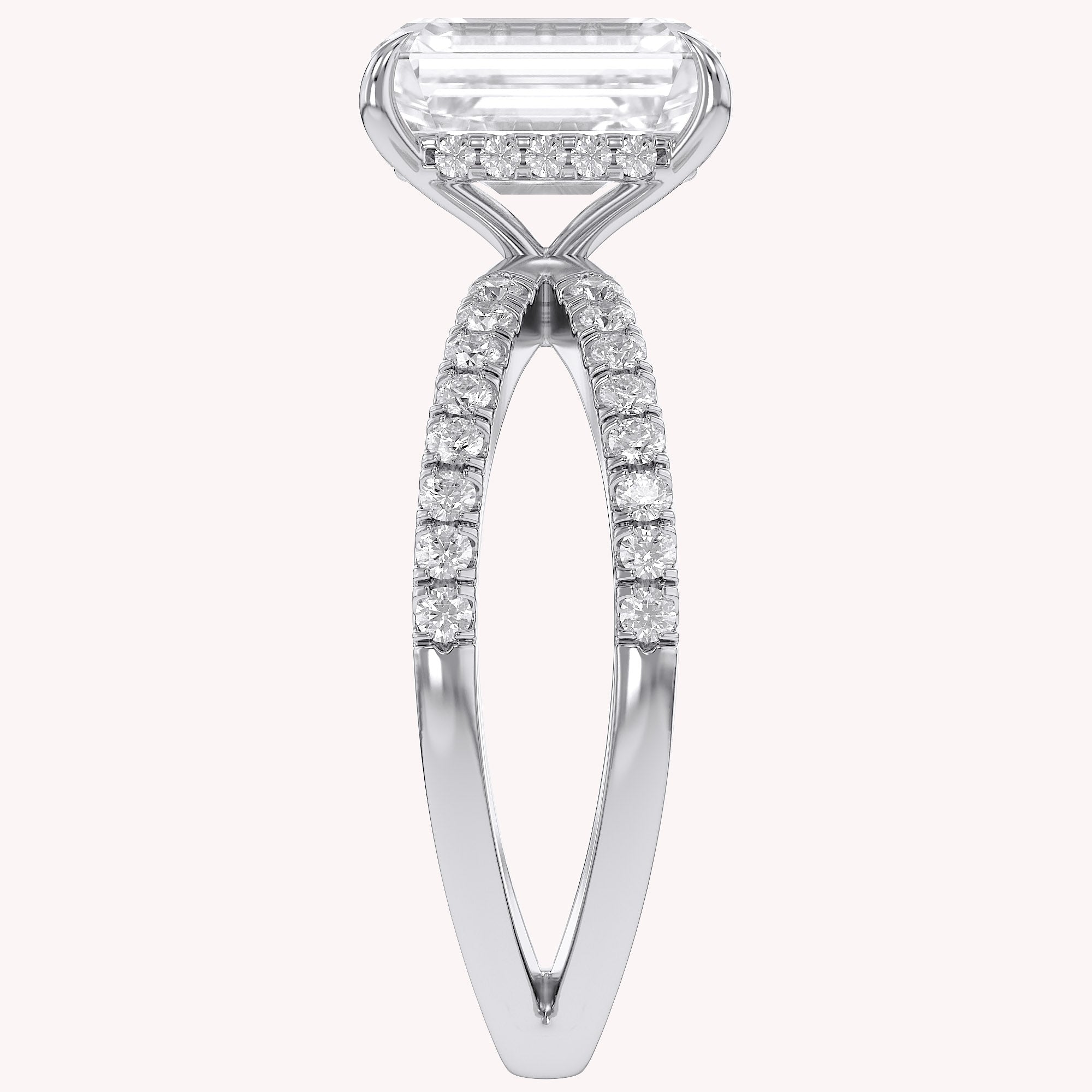 Vivien Emerald Cut Criss Cross Lab Grown Diamond Engagement Ring