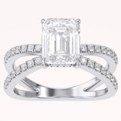 Vivien Emerald Cut Criss Cross Lab Grown Diamond Engagement Ring