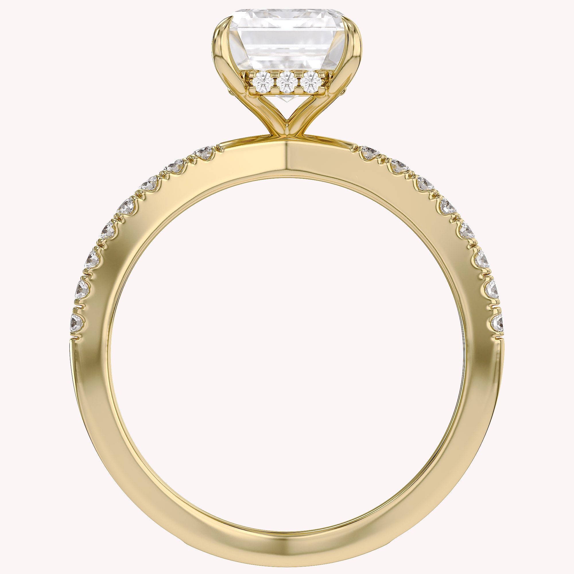 Vivien Emerald Cut Criss Cross Lab Grown Diamond Engagement Ring