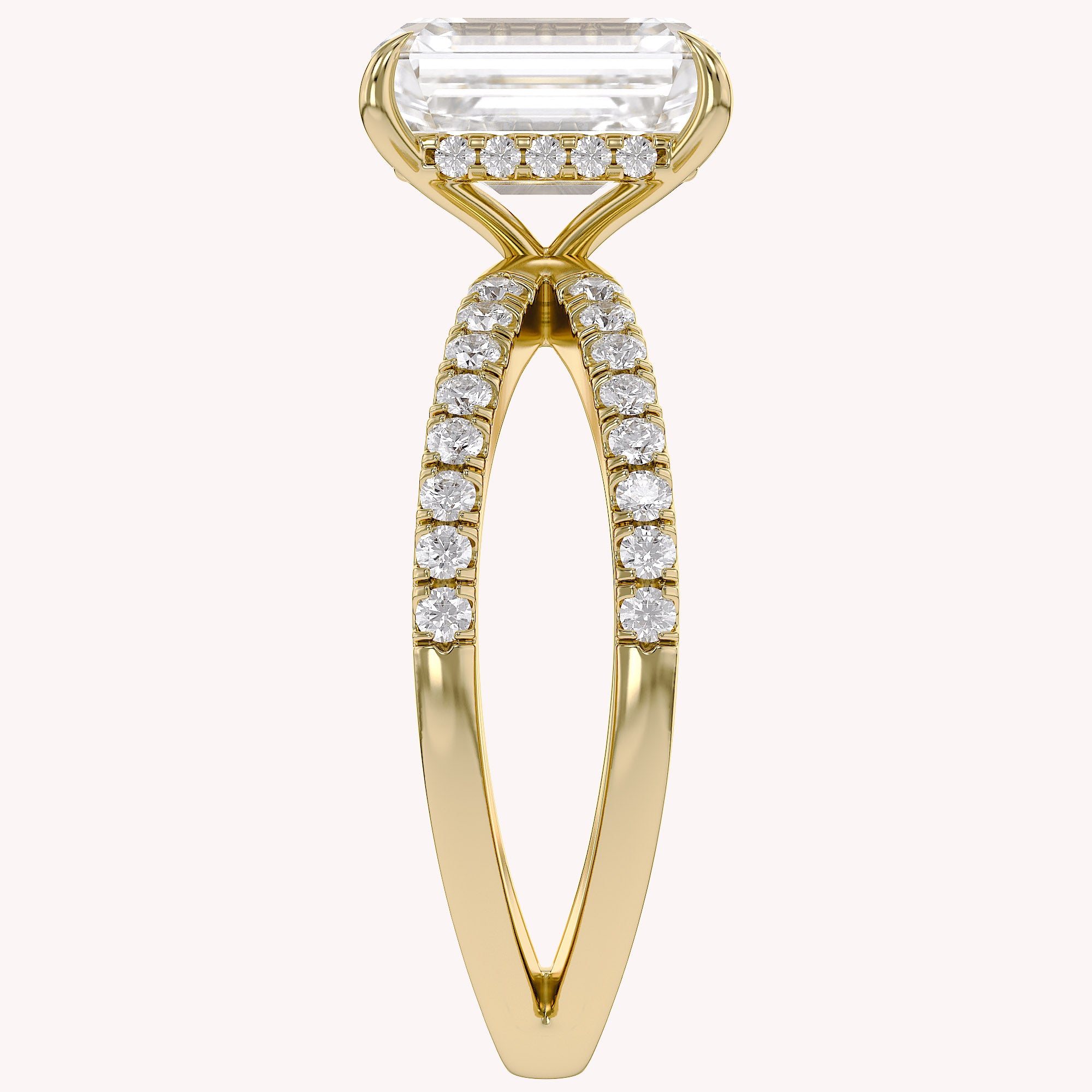Vivien Emerald Cut Criss Cross Lab Grown Diamond Engagement Ring