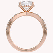 Chrysanthemum Cushion Cut Criss Cross Lab Grown Diamond Engagement Ring