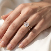 Chrysanthemum Cushion Cut Criss Cross Lab Grown Diamond Engagement Ring