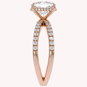 Chrysanthemum Cushion Cut Criss Cross Lab Grown Diamond Engagement Ring