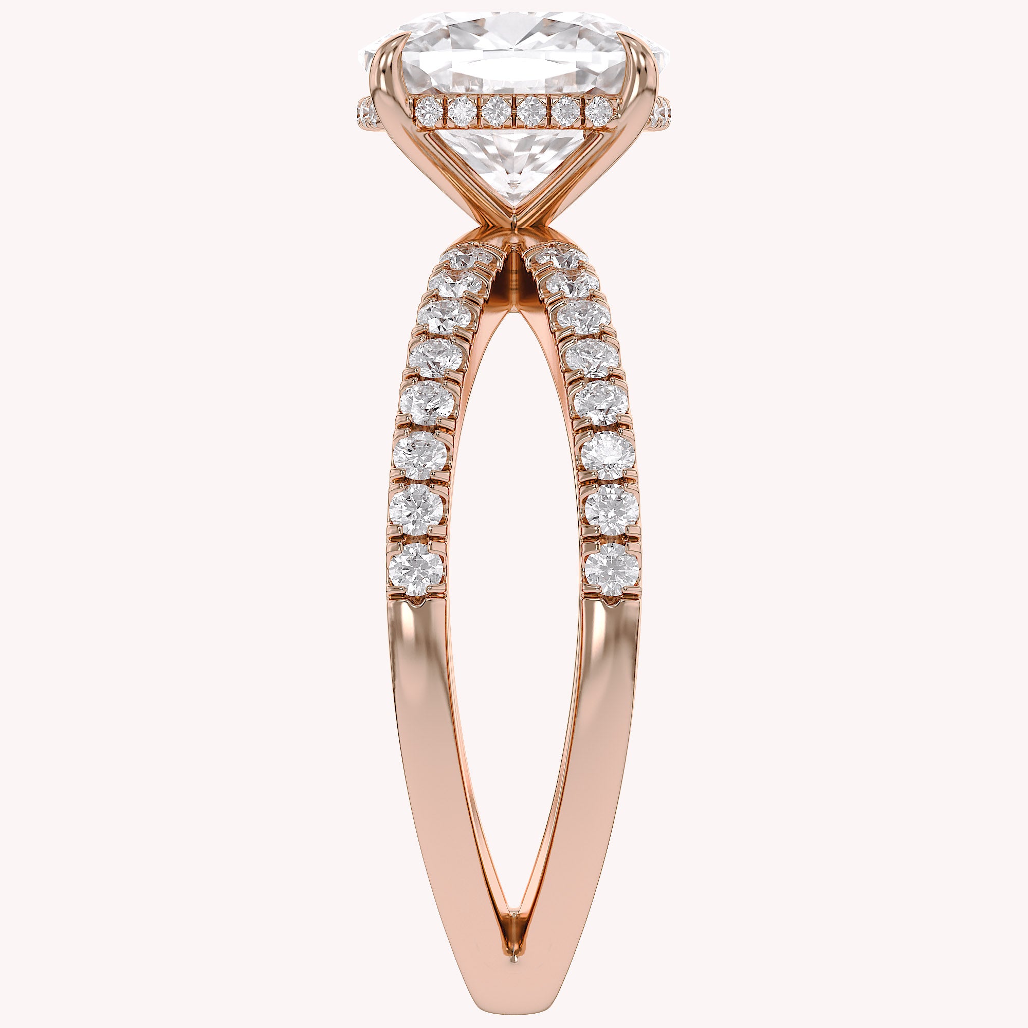 Chrysanthemum Cushion Cut Criss Cross Lab Grown Diamond Engagement Ring