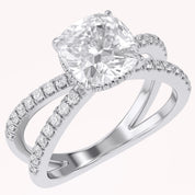 Chrysanthemum Cushion Cut Criss Cross Lab Grown Diamond Engagement Ring