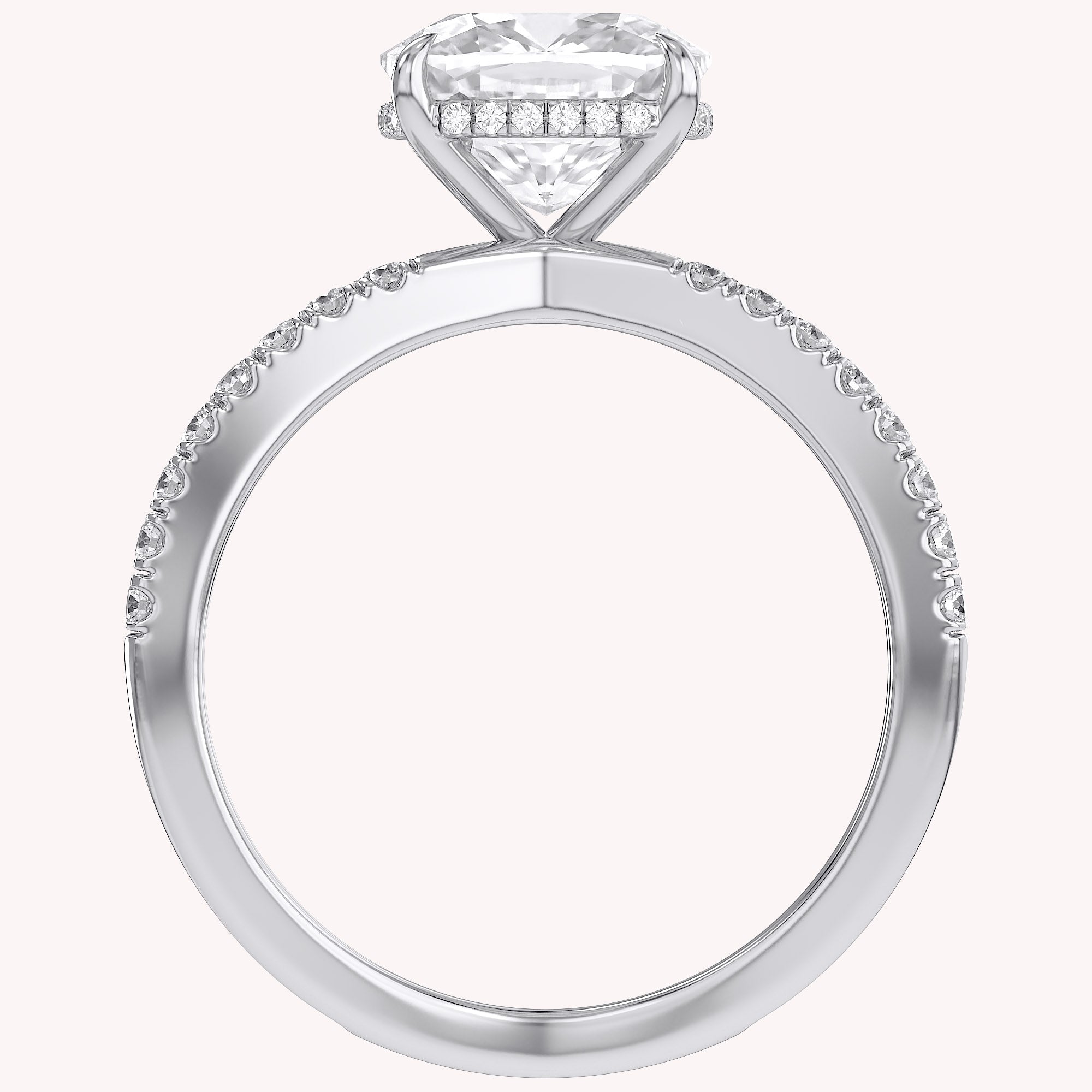 Chrysanthemum Cushion Cut Criss Cross Lab Grown Diamond Engagement Ring