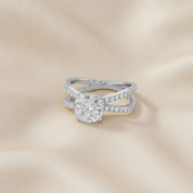 Chrysanthemum Cushion Cut Criss Cross Lab Grown Diamond Engagement Ring