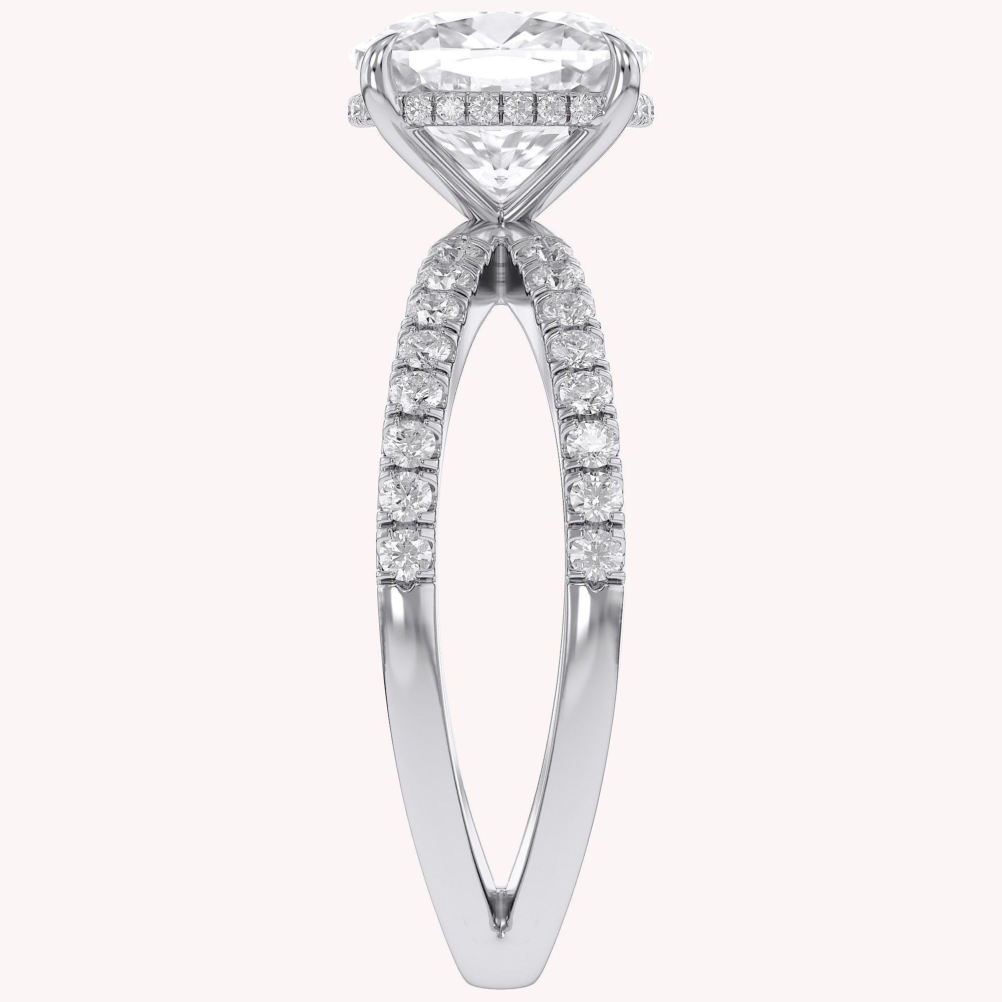 Chrysanthemum Cushion Cut Criss Cross Lab Grown Diamond Engagement Ring