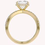Chrysanthemum Cushion Cut Criss Cross Lab Grown Diamond Engagement Ring